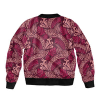 Sweet Pink Monstera Bomber Jacket Polynesian Tribal Pattern - Polynesian Pride