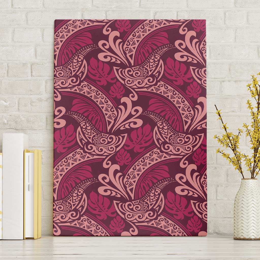 Sweet Pink Monstera Canvas Wall Art Polynesian Tribal Pattern - Polynesian Pride