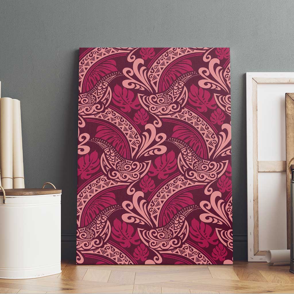 Sweet Pink Monstera Canvas Wall Art Polynesian Tribal Pattern - Polynesian Pride
