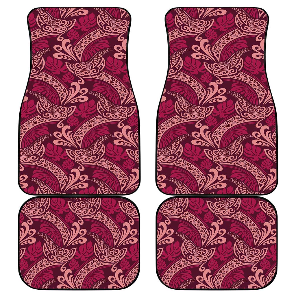 Sweet Pink Monstera Car Mats Polynesian Tribal Pattern - Polynesian Pride
