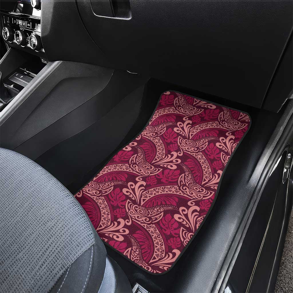 Sweet Pink Monstera Car Mats Polynesian Tribal Pattern - Polynesian Pride