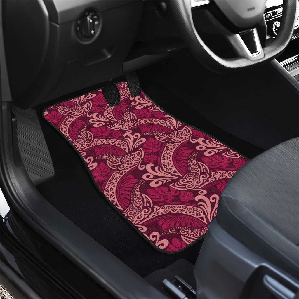 Sweet Pink Monstera Car Mats Polynesian Tribal Pattern - Polynesian Pride