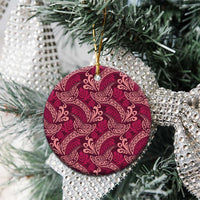Sweet Pink Monstera Ceramic Ornament Polynesian Tribal Pattern - Polynesian Pride
