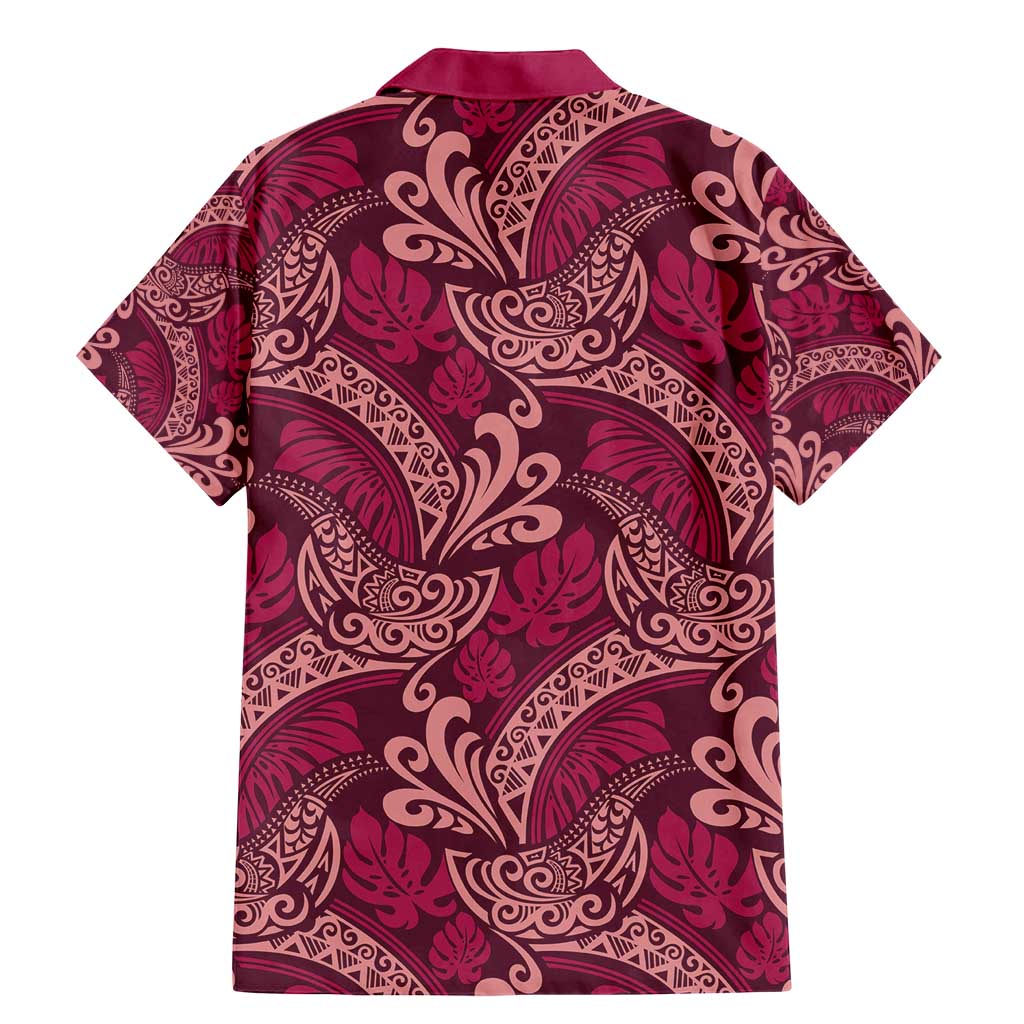 Sweet Pink Monstera Family Matching Mermaid Dress and Hawaiian Shirt Polynesian Tribal Pattern - Polynesian Pride