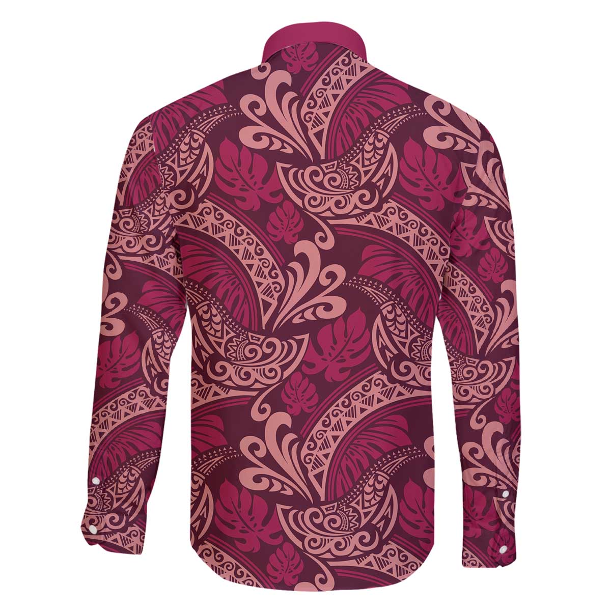 Sweet Pink Monstera Family Matching Off The Shoulder Long Sleeve Dress and Hawaiian Shirt Polynesian Tribal Pattern - Polynesian Pride