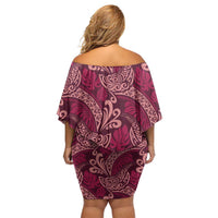 Sweet Pink Monstera Family Matching Off Shoulder Short Dress and Hawaiian Shirt Polynesian Tribal Pattern - Polynesian Pride
