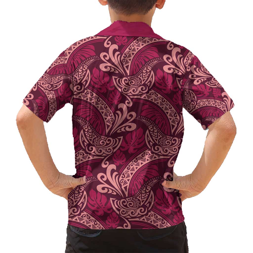 Sweet Pink Monstera Family Matching Puletasi and Hawaiian Shirt Polynesian Tribal Pattern - Polynesian Pride