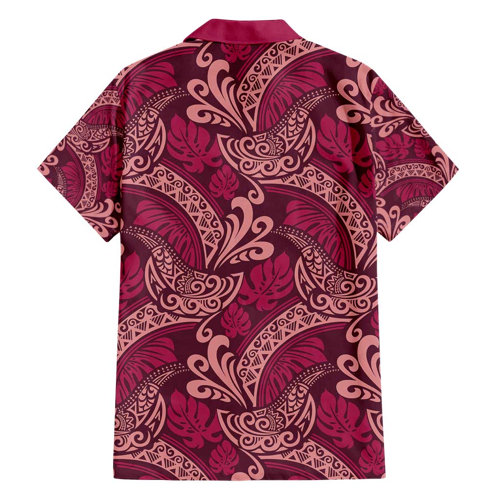 Sweet Pink Monstera Family Matching Summer Maxi Dress and Hawaiian Shirt Polynesian Tribal Pattern - Polynesian Pride