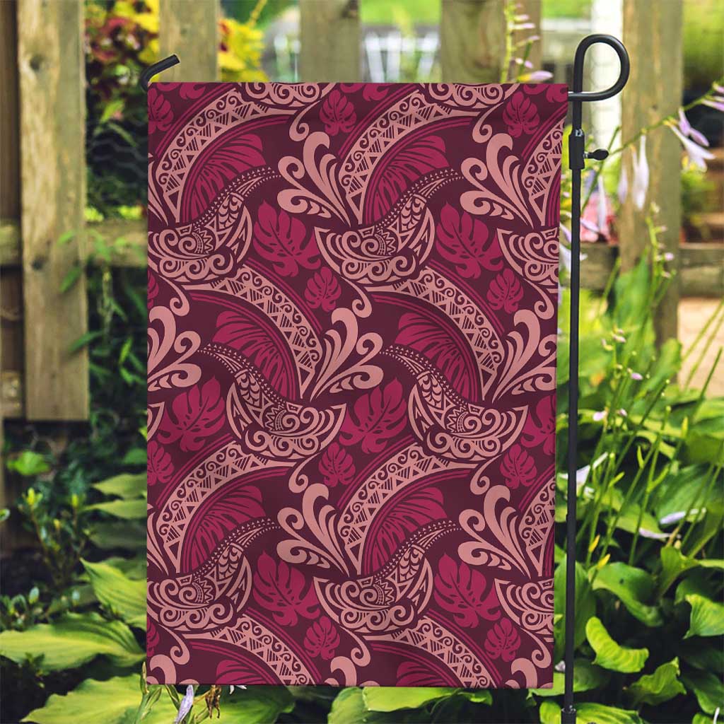 Sweet Pink Monstera Garden Flag Polynesian Tribal Pattern - Polynesian Pride