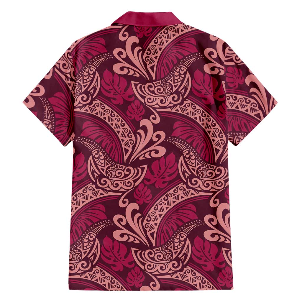 Sweet Pink Monstera Hawaiian Shirt Polynesian Tribal Pattern - Polynesian Pride