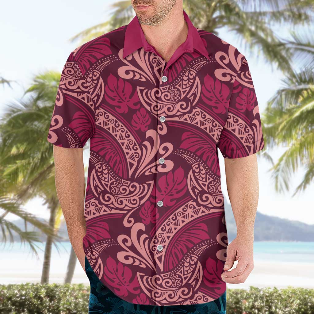 Sweet Pink Monstera Hawaiian Shirt Polynesian Tribal Pattern - Polynesian Pride