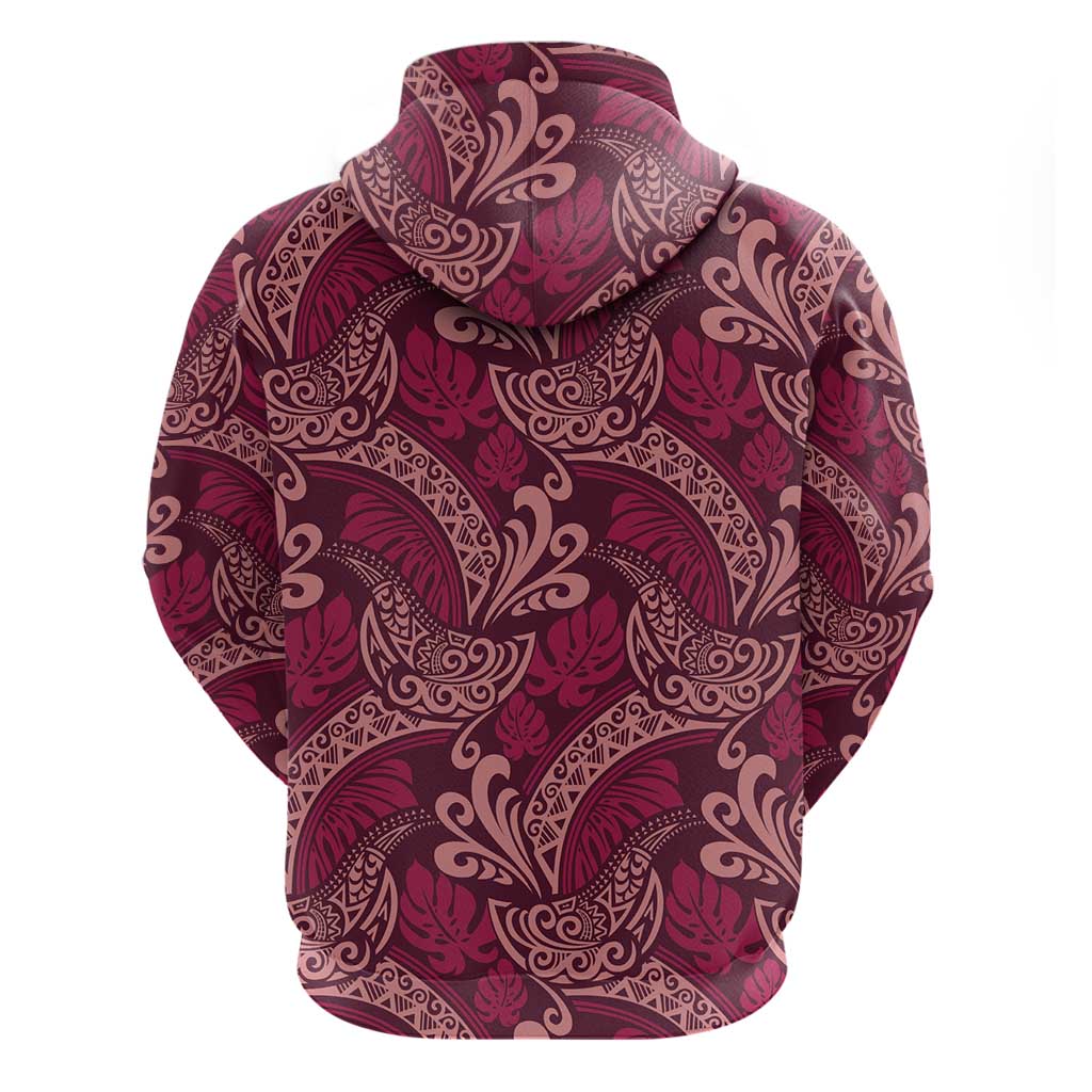 Sweet Pink Monstera Hoodie Polynesian Tribal Pattern - Polynesian Pride