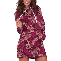 Sweet Pink Monstera Hoodie Dress Polynesian Tribal Pattern - Polynesian Pride