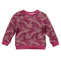 Sweet Pink Monstera Kid Ugly Christmas Sweater Polynesian Tribal Pattern - Polynesian Pride