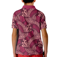 Sweet Pink Monstera Kid Polo Shirt Polynesian Tribal Pattern - Polynesian Pride