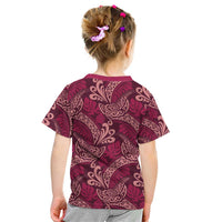 Sweet Pink Monstera Kid T Shirt Polynesian Tribal Pattern - Polynesian Pride