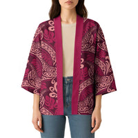 Sweet Pink Monstera Kimono Polynesian Tribal Pattern - Polynesian Pride