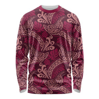 Sweet Pink Monstera Long Sleeve Shirt Polynesian Tribal Pattern - Polynesian Pride