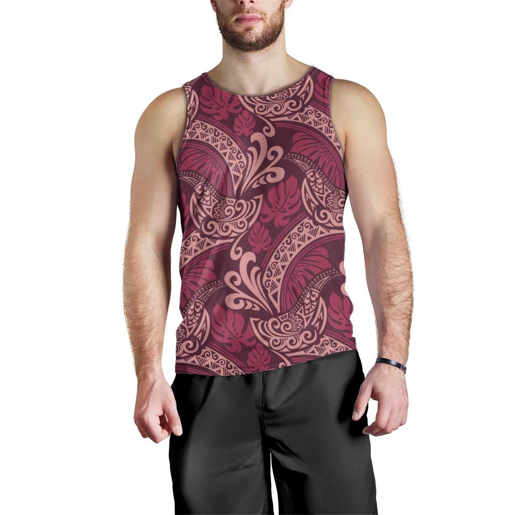 Sweet Pink Monstera Men Tank Top Polynesian Tribal Pattern - Polynesian Pride