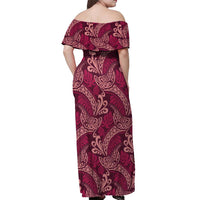 Sweet Pink Monstera Off Shoulder Maxi Dress Polynesian Tribal Pattern - Polynesian Pride