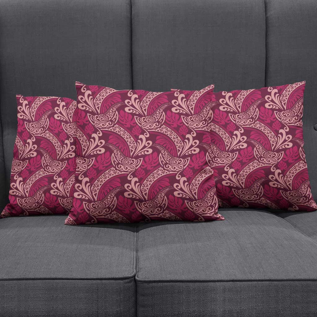 Sweet Pink Monstera Pillow Cover Polynesian Tribal Pattern - Polynesian Pride