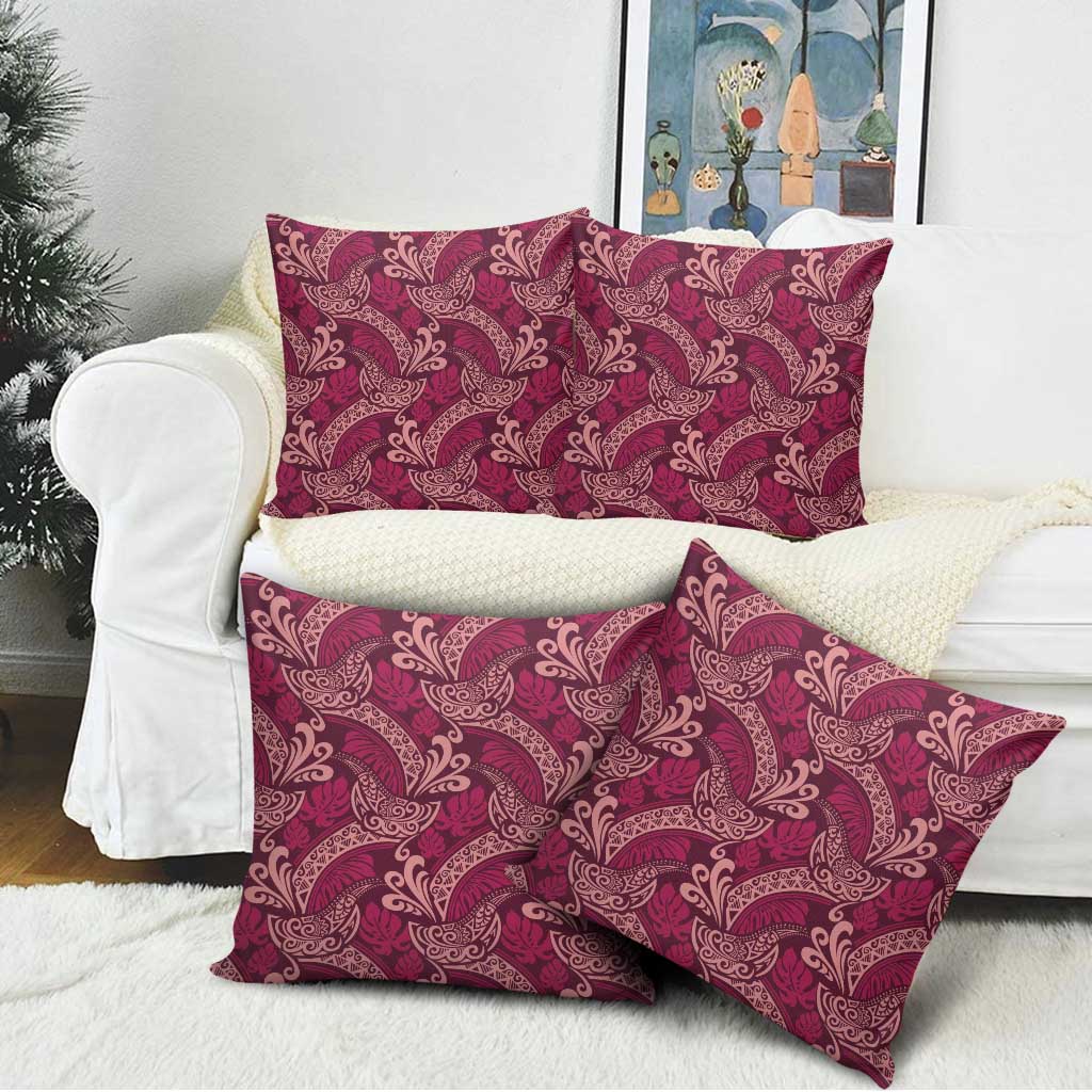 Sweet Pink Monstera Pillow Cover Polynesian Tribal Pattern - Polynesian Pride