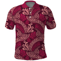 Sweet Pink Monstera Polo Shirt Polynesian Tribal Pattern - Polynesian Pride