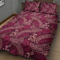 Sweet Pink Monstera Quilt Bed Set Polynesian Tribal Pattern - Polynesian Pride