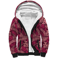 Sweet Pink Monstera Sherpa Hoodie Polynesian Tribal Pattern - Polynesian Pride