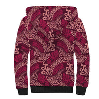 Sweet Pink Monstera Sherpa Hoodie Polynesian Tribal Pattern - Polynesian Pride