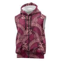 Sweet Pink Monstera Sleeveless Zip Hoodie Polynesian Tribal Pattern - Polynesian Pride