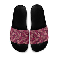Sweet Pink Monstera Slide Sandals Polynesian Tribal Pattern - Polynesian Pride