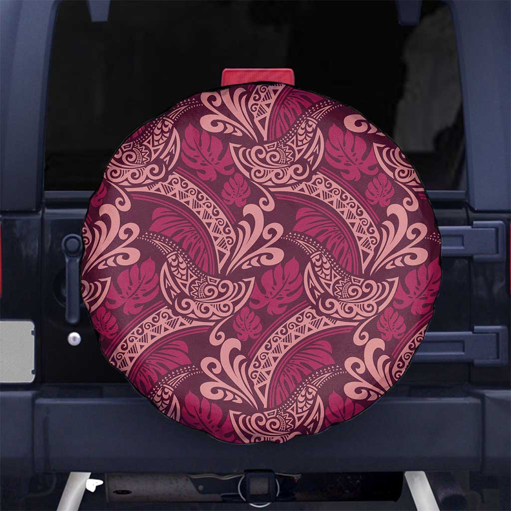 Sweet Pink Monstera Spare Tire Cover Polynesian Tribal Pattern - Polynesian Pride
