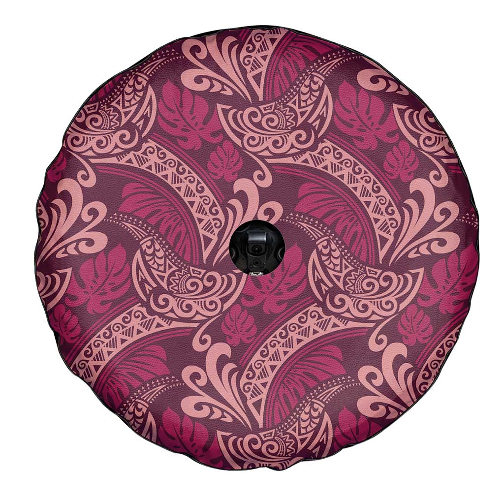 Sweet Pink Monstera Spare Tire Cover Polynesian Tribal Pattern - Polynesian Pride