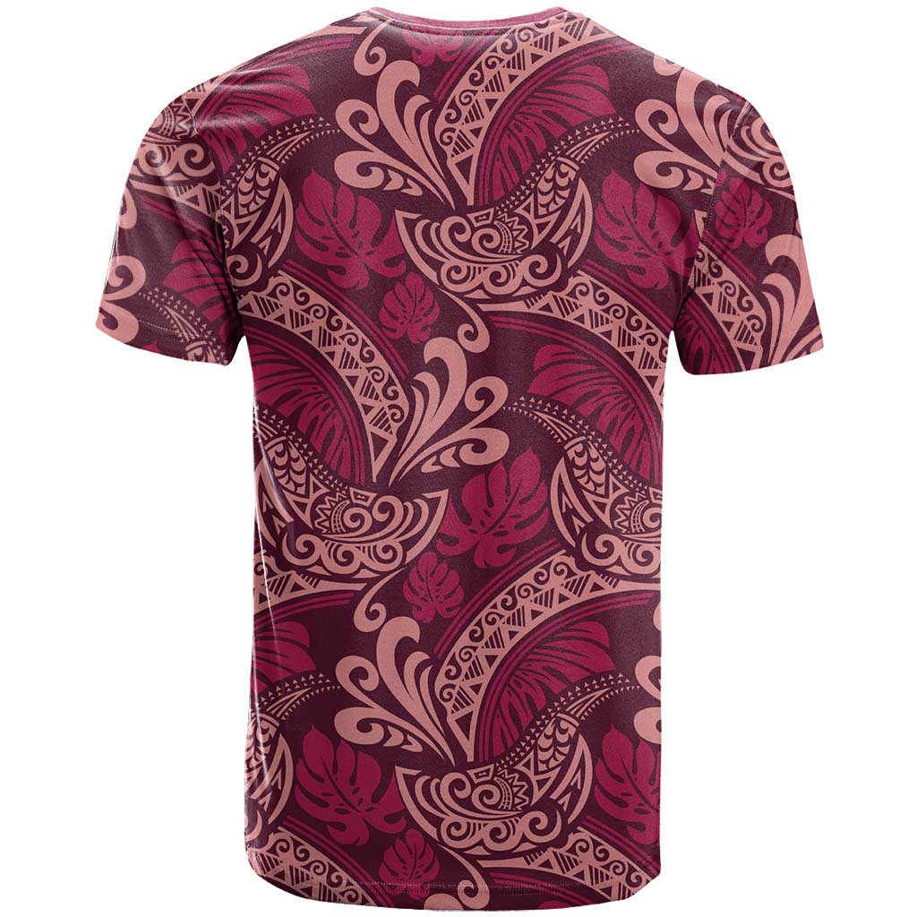 Sweet Pink Monstera T Shirt Polynesian Tribal Pattern - Polynesian Pride