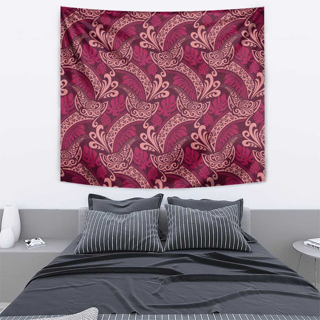 Sweet Pink Monstera Tapestry Polynesian Tribal Pattern - Polynesian Pride
