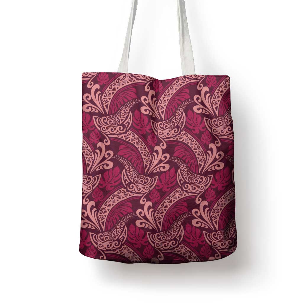 Sweet Pink Monstera Tote Bag Polynesian Tribal Pattern - Polynesian Pride
