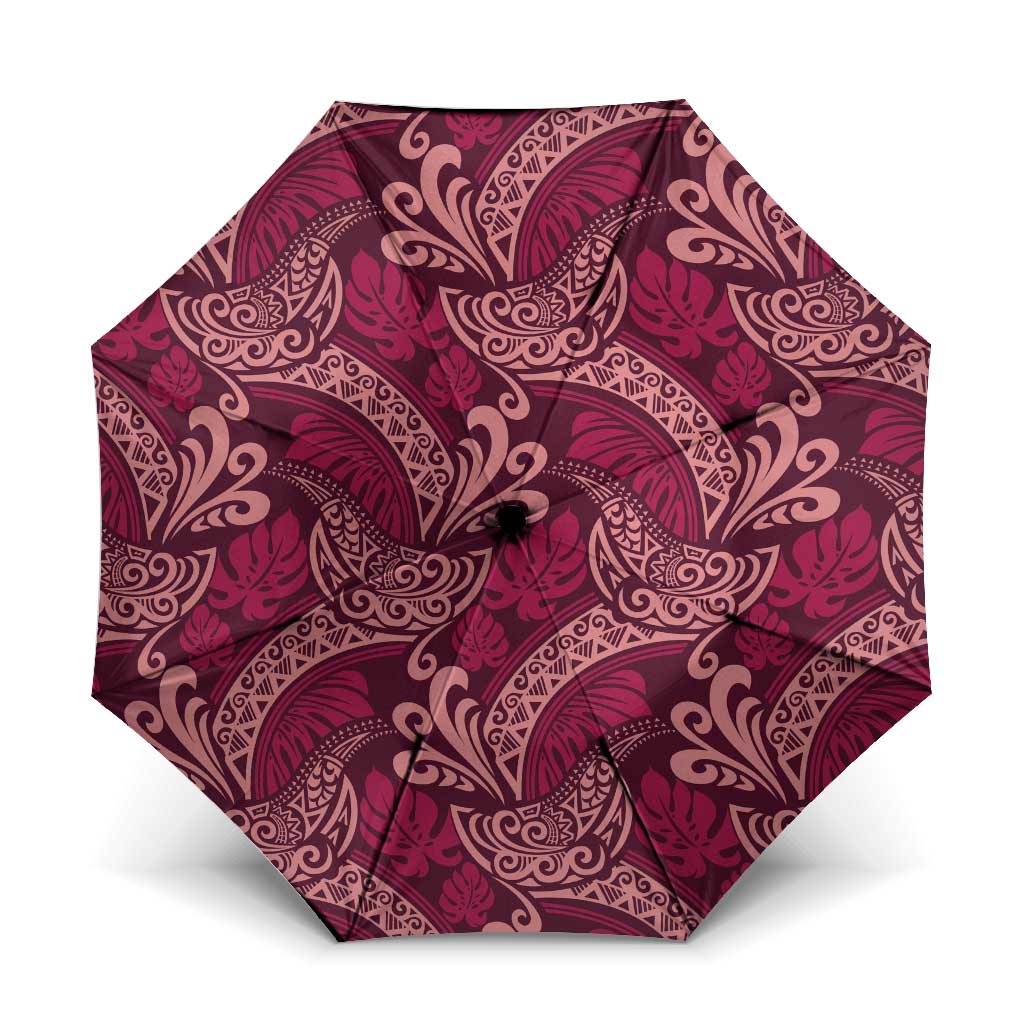 Sweet Pink Monstera Umbrella Polynesian Tribal Pattern - Polynesian Pride
