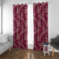 Sweet Pink Monstera Window Curtain Polynesian Tribal Pattern - Polynesian Pride