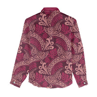 Sweet Pink Monstera Women Casual Shirt Polynesian Tribal Pattern - Polynesian Pride