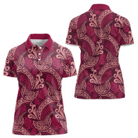 Sweet Pink Monstera Women Polo Shirt Polynesian Tribal Pattern - Polynesian Pride