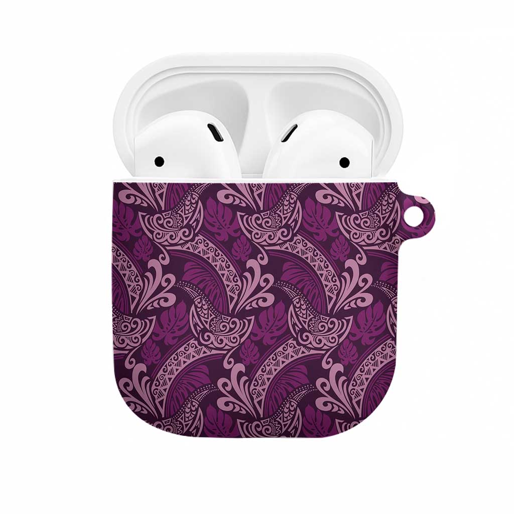 Royal Purple Monstera AirPods Case Polynesian Tribal Pattern - Polynesian Pride