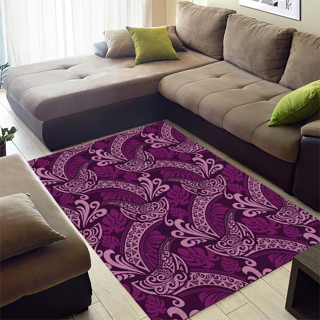 Royal Purple Monstera Area Rug Polynesian Tribal Pattern - Polynesian Pride
