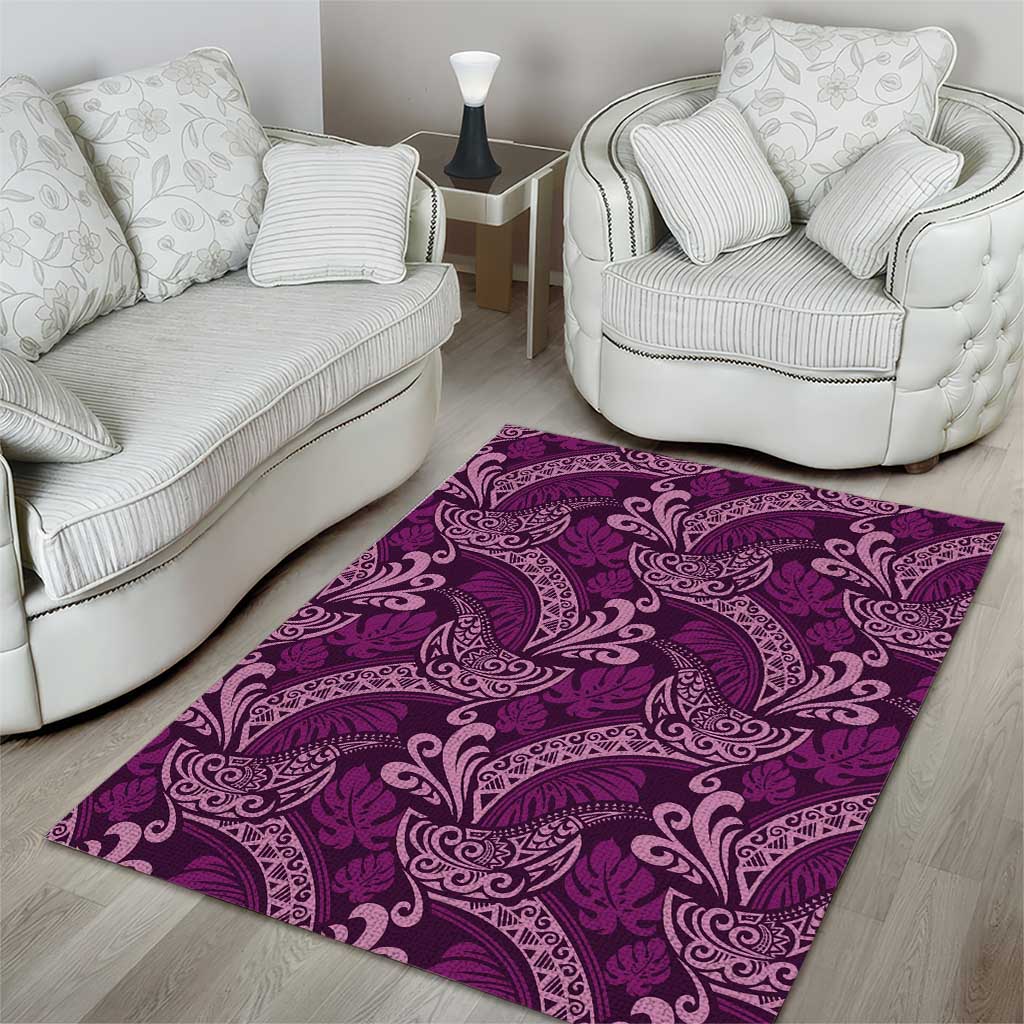 Royal Purple Monstera Area Rug Polynesian Tribal Pattern - Polynesian Pride