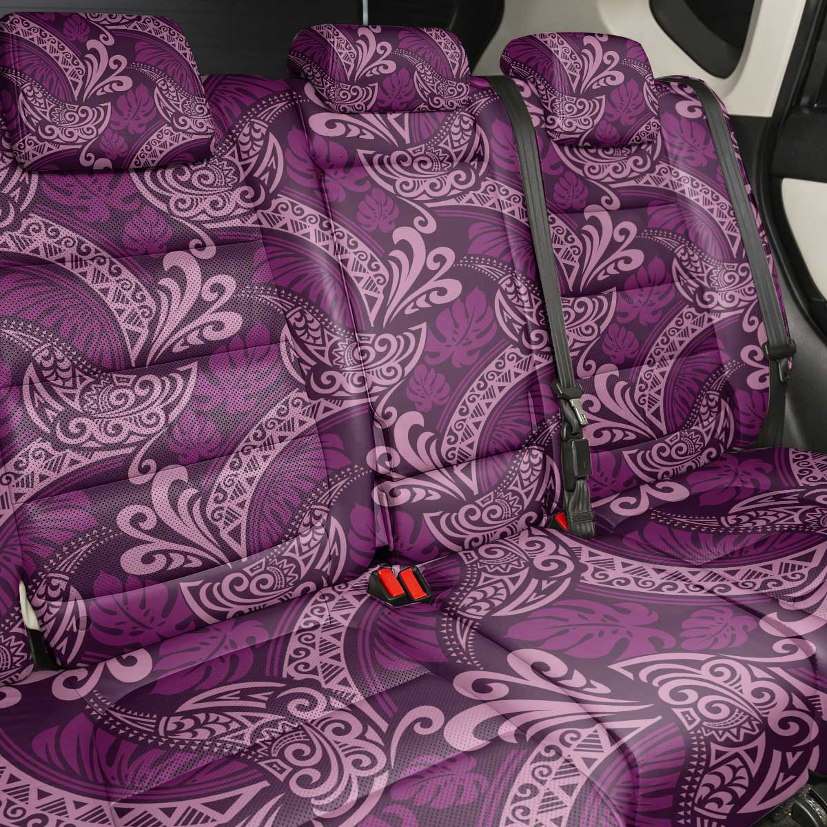 Royal Purple Monstera Back Car Seat Cover Polynesian Tribal Pattern - Polynesian Pride