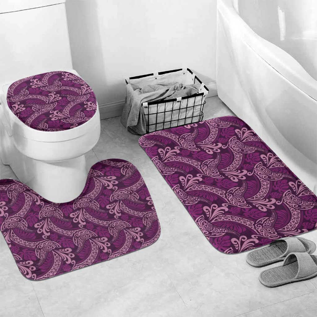 Royal Purple Monstera Bathroom Set Polynesian Tribal Pattern - Polynesian Pride