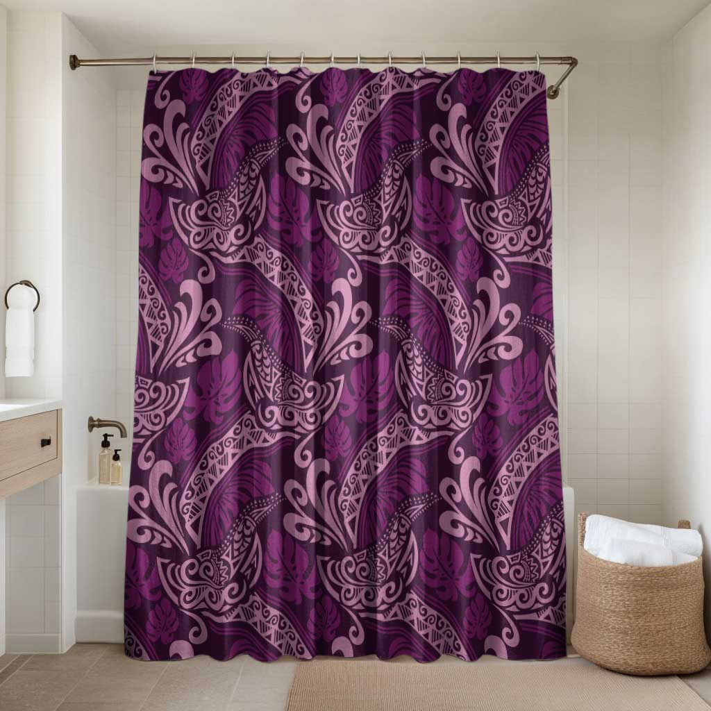 Royal Purple Monstera Bathroom Set Polynesian Tribal Pattern - Polynesian Pride