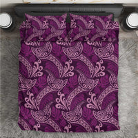 Royal Purple Monstera Bedding Set Polynesian Tribal Pattern - Polynesian Pride