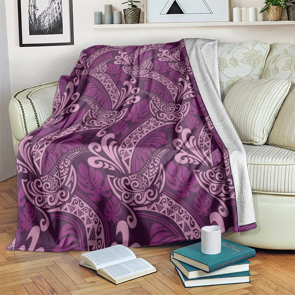 Royal Purple Monstera Blanket Polynesian Tribal Pattern - Polynesian Pride