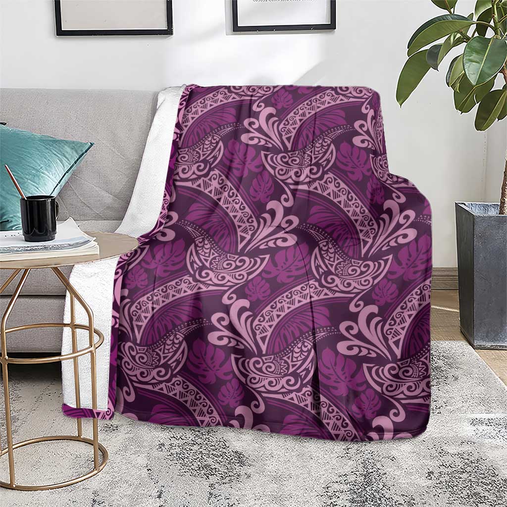 Royal Purple Monstera Blanket Polynesian Tribal Pattern - Polynesian Pride